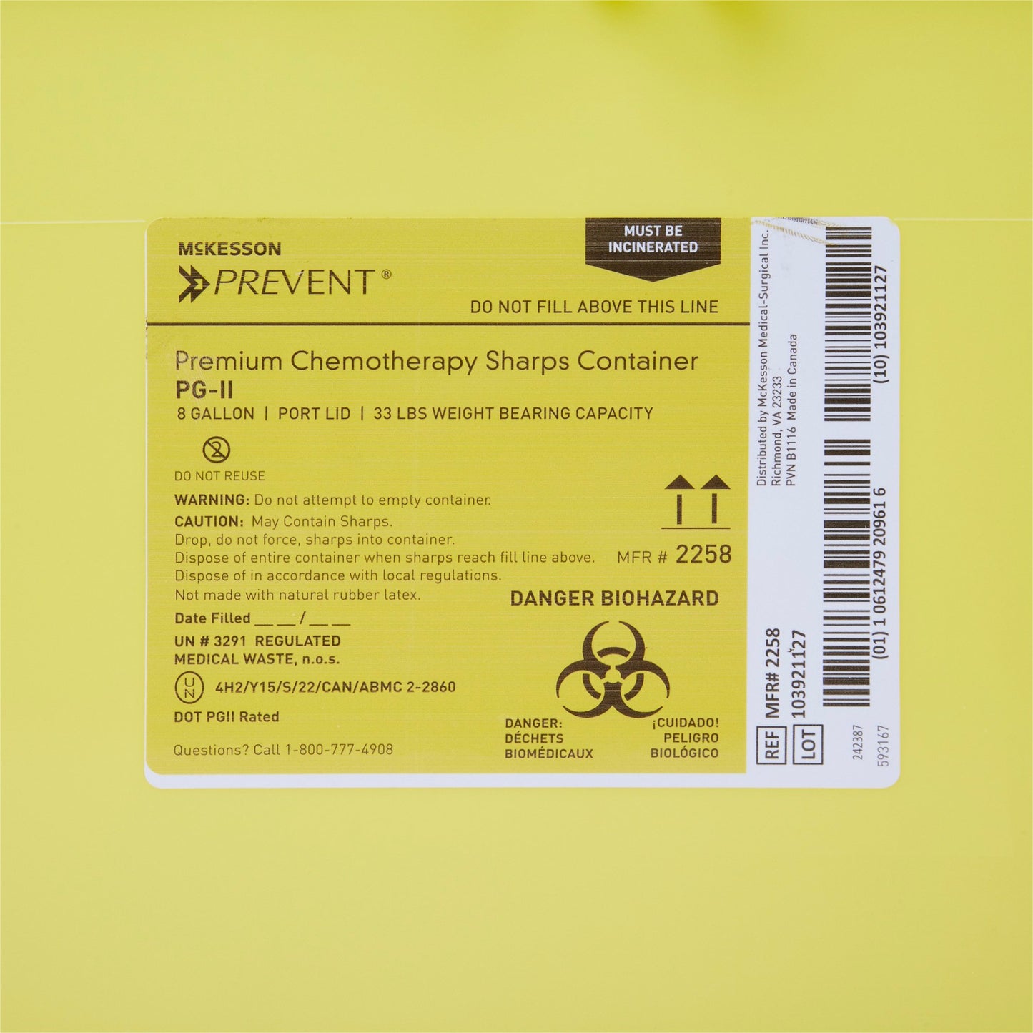 CONTAINER, SHARPS CHEMO YLW 8GL (9/CS)