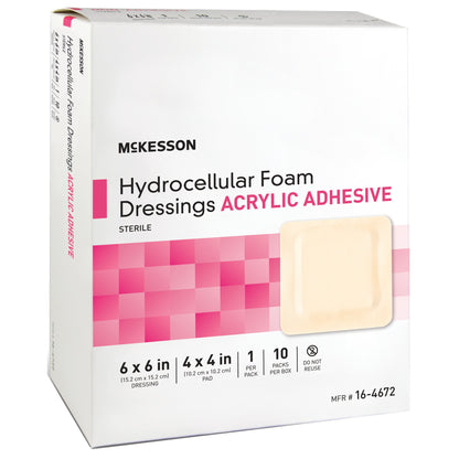DRESSING, HYDROCELLULAR ADH STR FOAM 6"X6" (10EA/BX 10BX/CS)