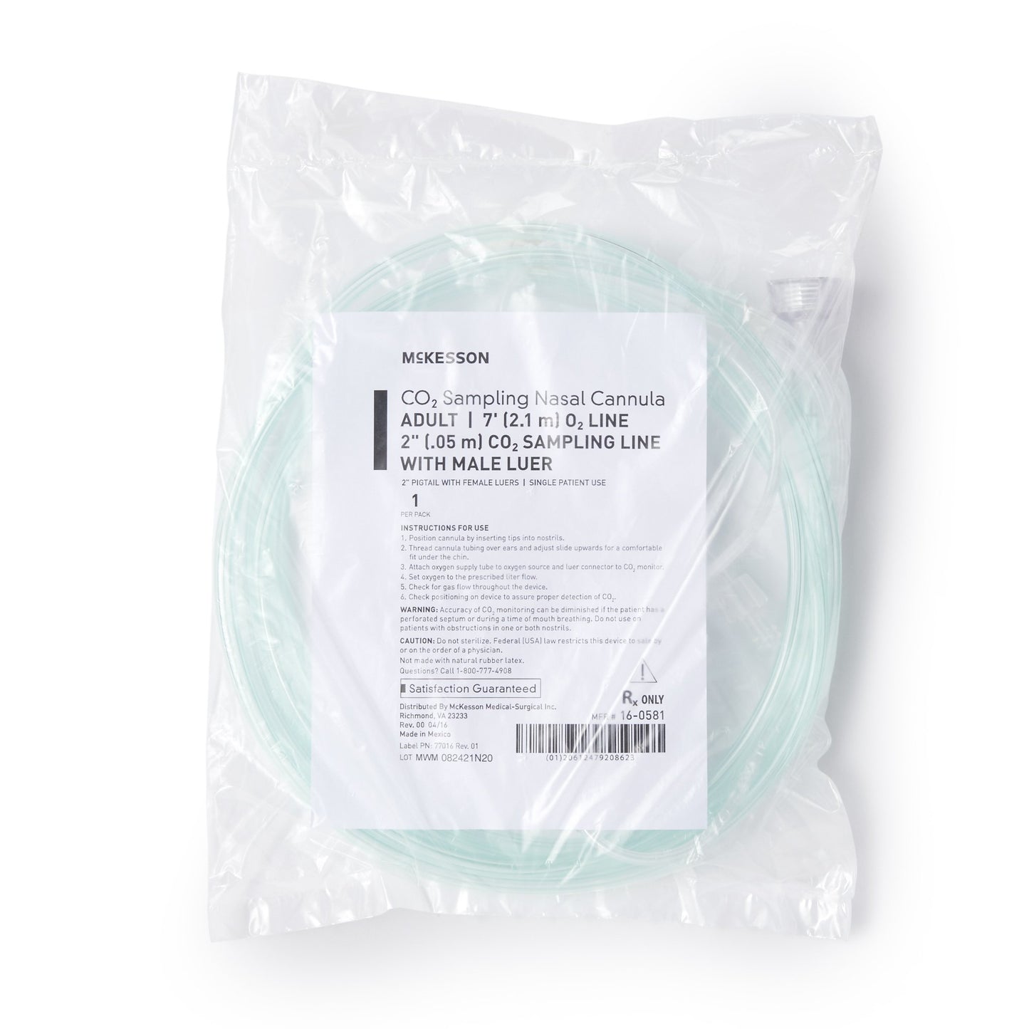 CANNULA, NASAL GAS SAMP O2 CO2UNIV ADLT 7' (25/CS)