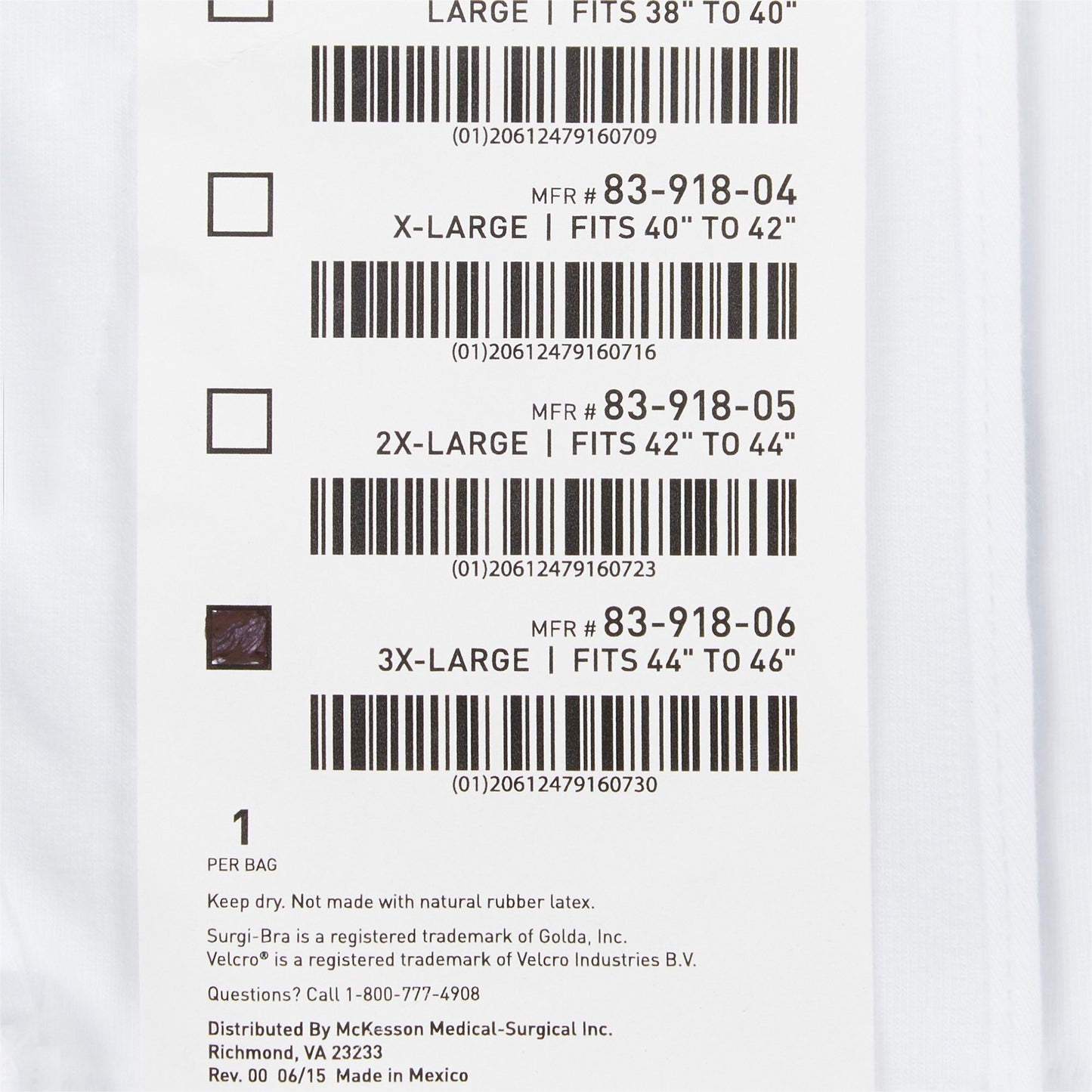 SUPPORT, SURGI-BRA BREAST COTTON WHT 3XLG LF