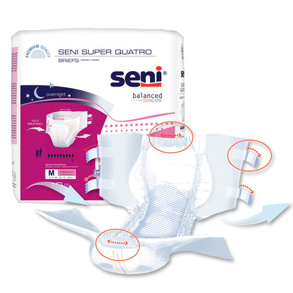 BRIEF, INCONT SENI SUPER QUATRO MED 30"-43" (10/PK 4PK/CS)