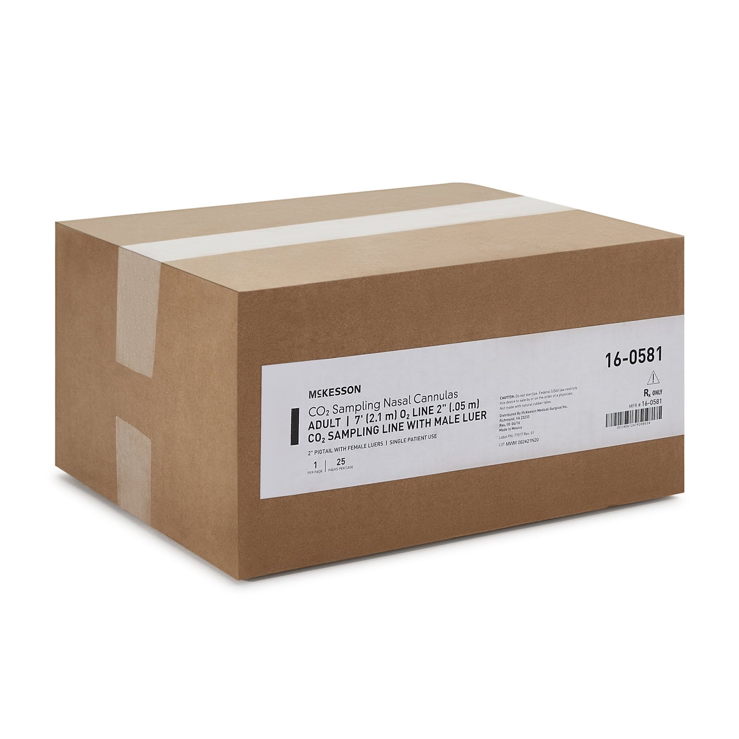 CANNULA, NASAL GAS SAMP O2 CO2UNIV ADLT 7' (25/CS)