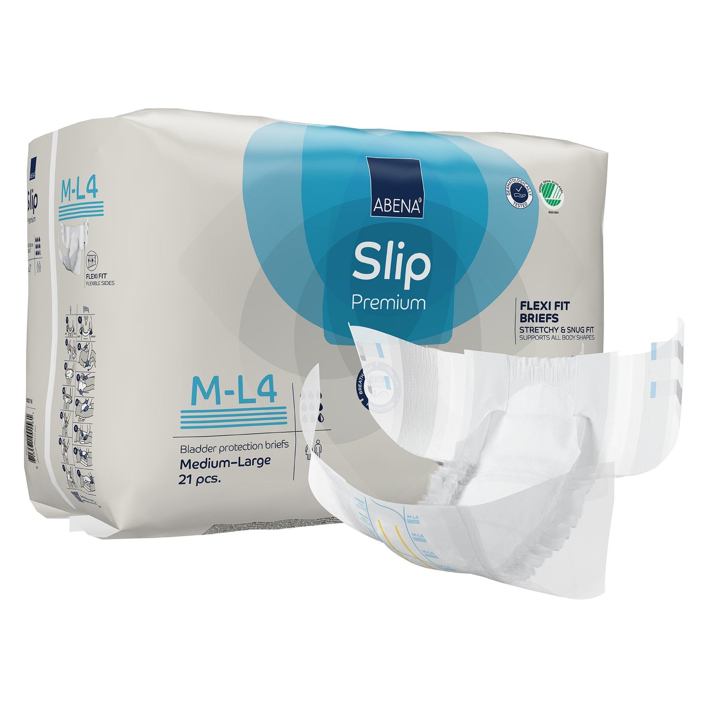 BRIEF, INCONT SLIP FLEX FIT PREM M4-L4 MED/LG (21/PK 4PK/CS)