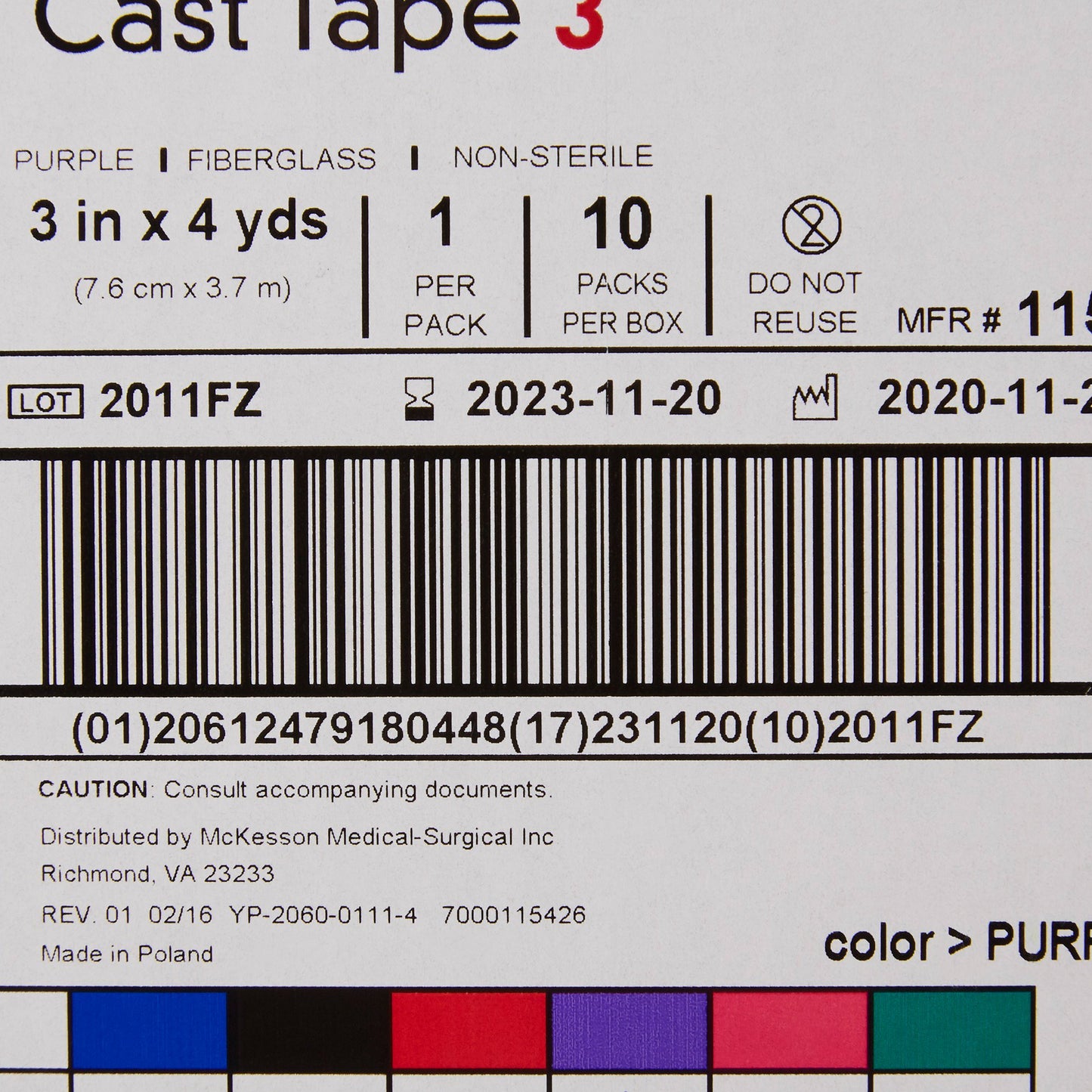 TAPE, CAST PUR LF 3"X4YDS (10RL/BX)