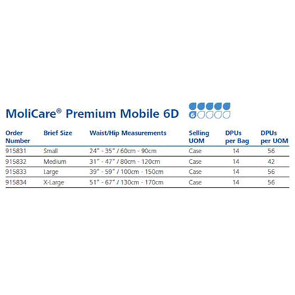 BRIEF, INCONT MOLICARE MOBILE HEAVY LG 39"-59" (14/BG 4BG/CS