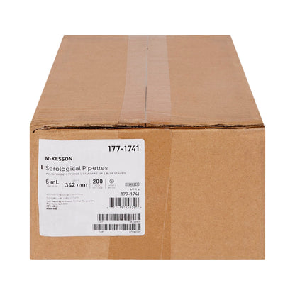 PIPETTE, SEROLOGICAL STD TIP STR BLU BAND 342MM 5ML (200/CS)