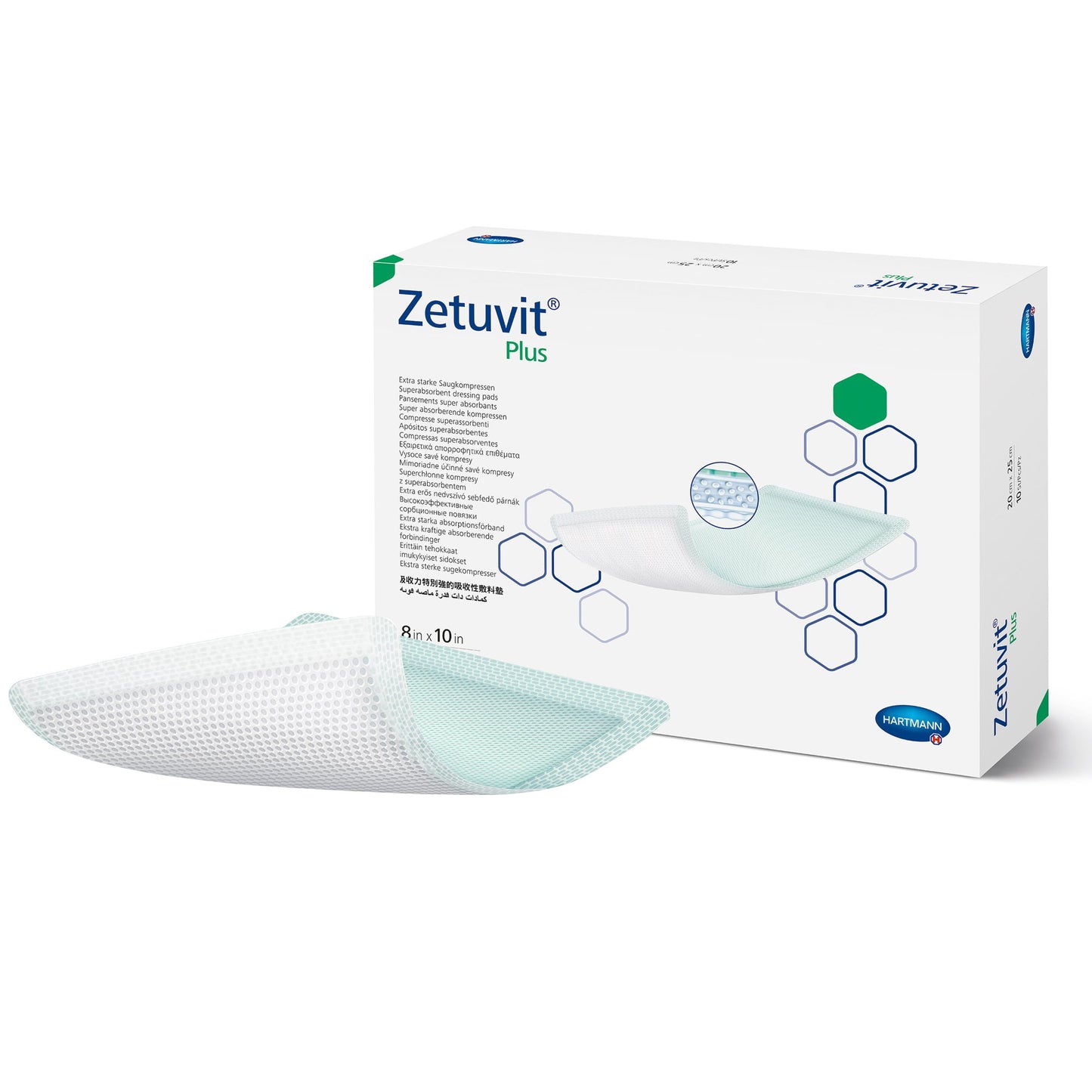 DRESSING, WOUND ZETUVIT PLUS W/SAP 8"X10" (10/BX)