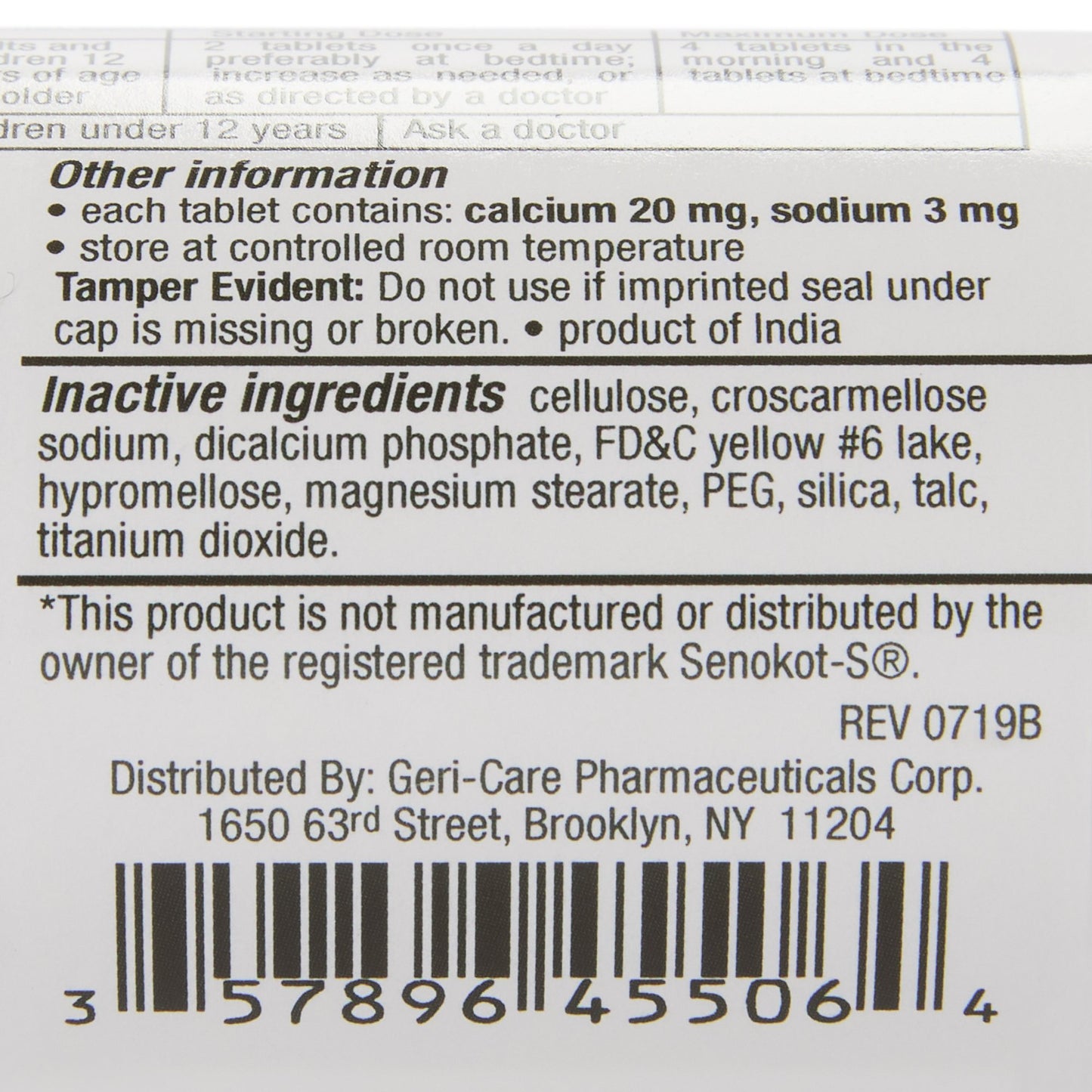 SENNA, TAB 8.6MG PLUS DSS 50MG(60/BT 12BT/CS)