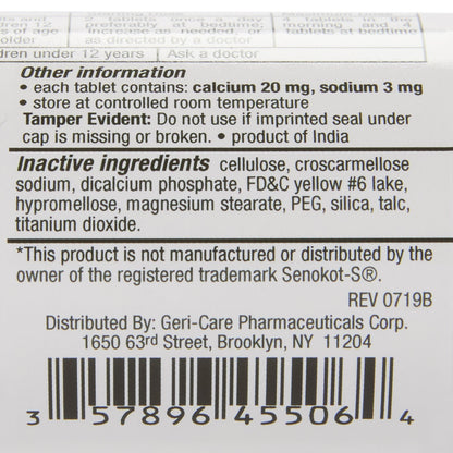 SENNA, TAB 8.6MG PLUS DSS 50MG(60/BT 12BT/CS)