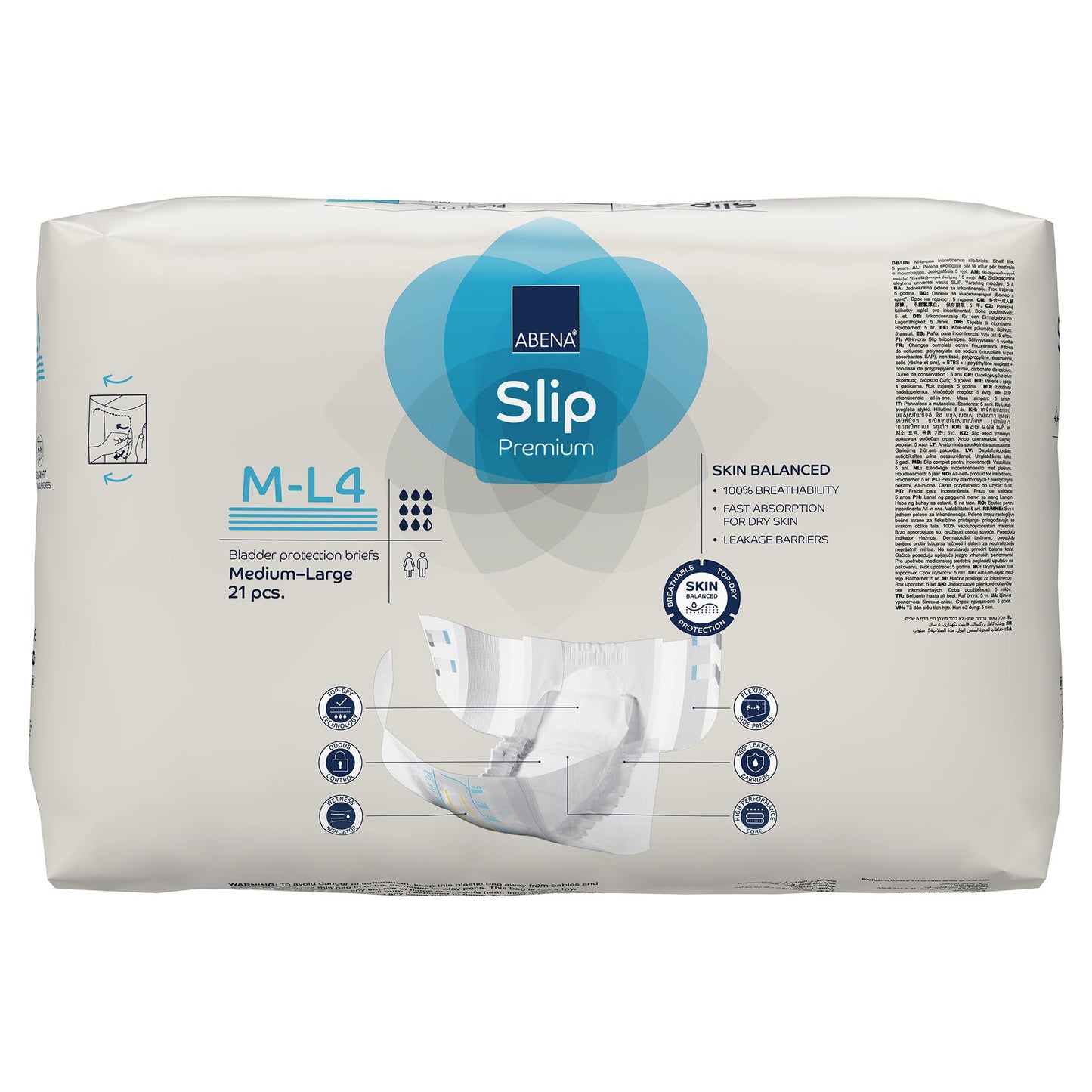 BRIEF, INCONT SLIP FLEX FIT PREM M4-L4 MED/LG (21/PK 4PK/CS)