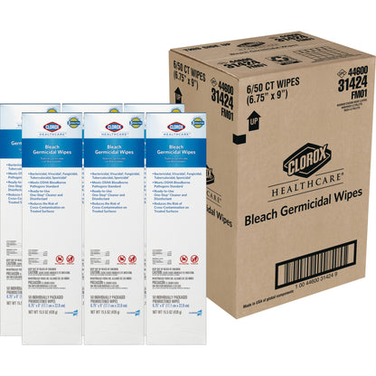 WIPE, DISINF CLOROX WHT 6.7"X9" (50/CT 6CT/CS)