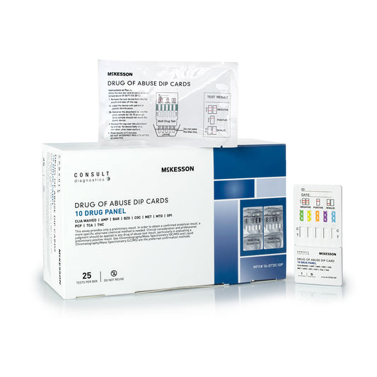 TEST KIT, DRUG DIPCARD 10PANELWAIVED (25/BX 20BX/CS)