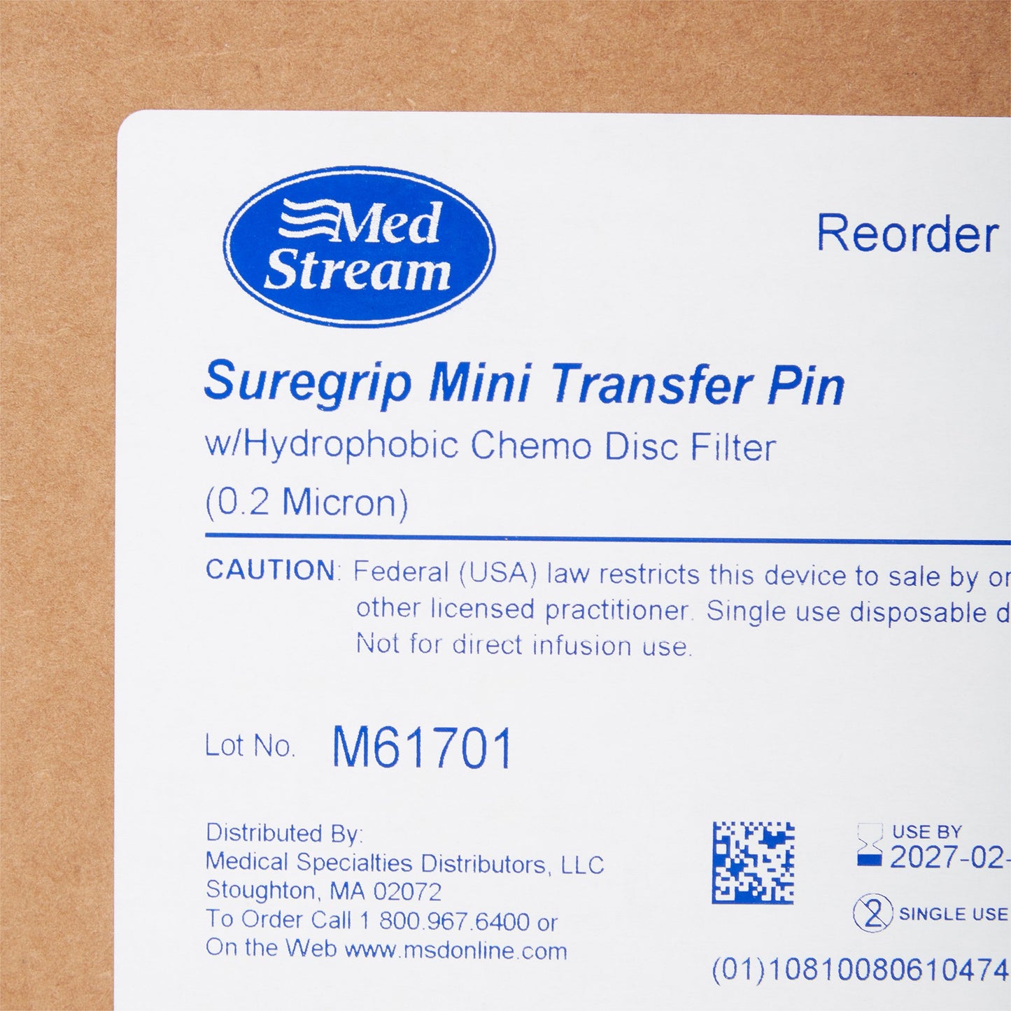 PIN, DISPENSING CHEMO W.2 MICRON FILTER (100/CS)