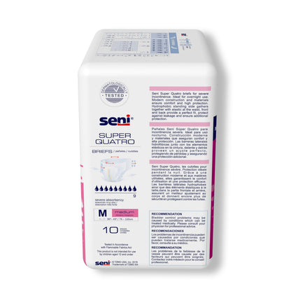 BRIEF, INCONT SENI SUPER QUATRO MED 30"-43" (10/PK 4PK/CS)