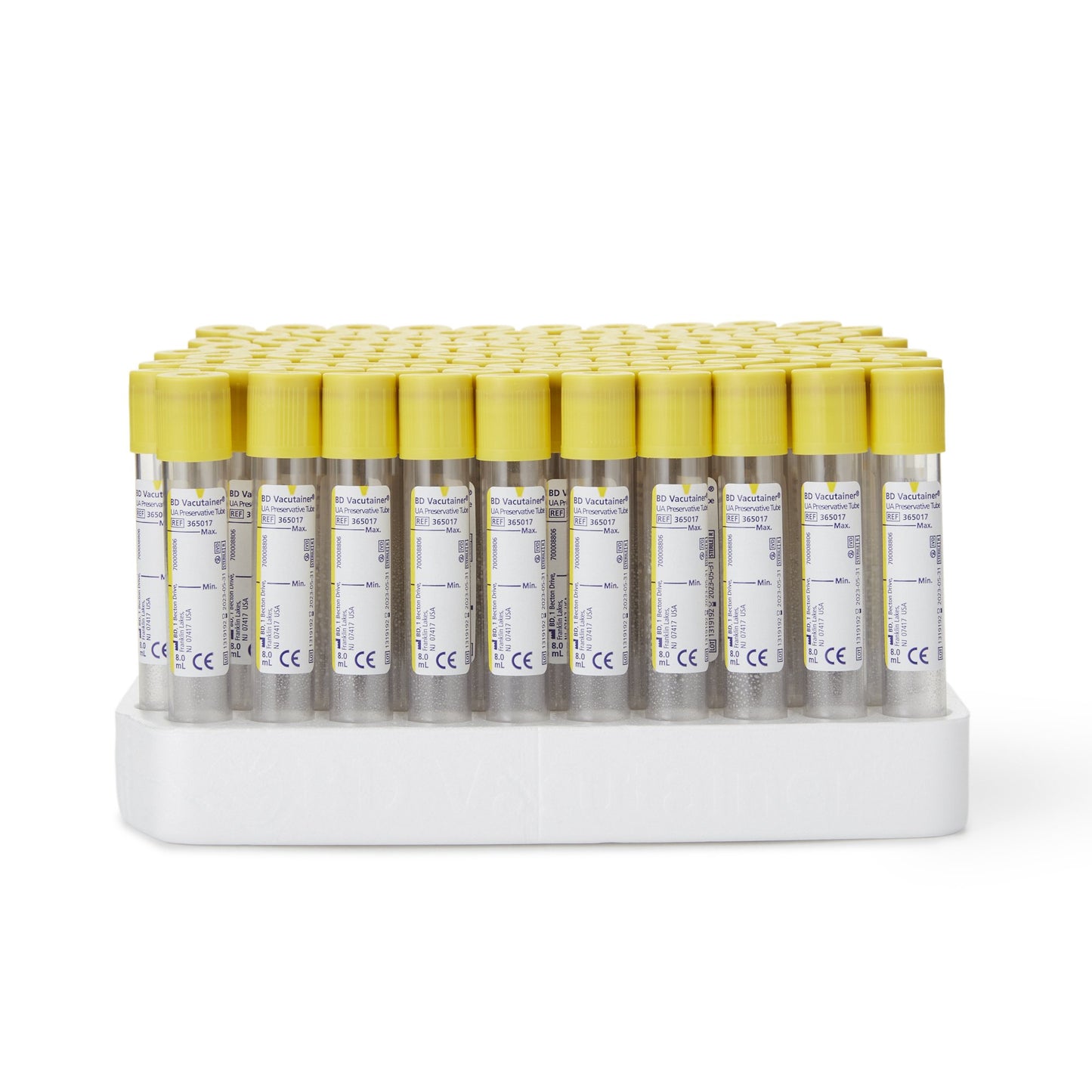 TUBE, URINALYSIS 8ML 16X100ML W/YLW TOP (100/PK 10PK/C