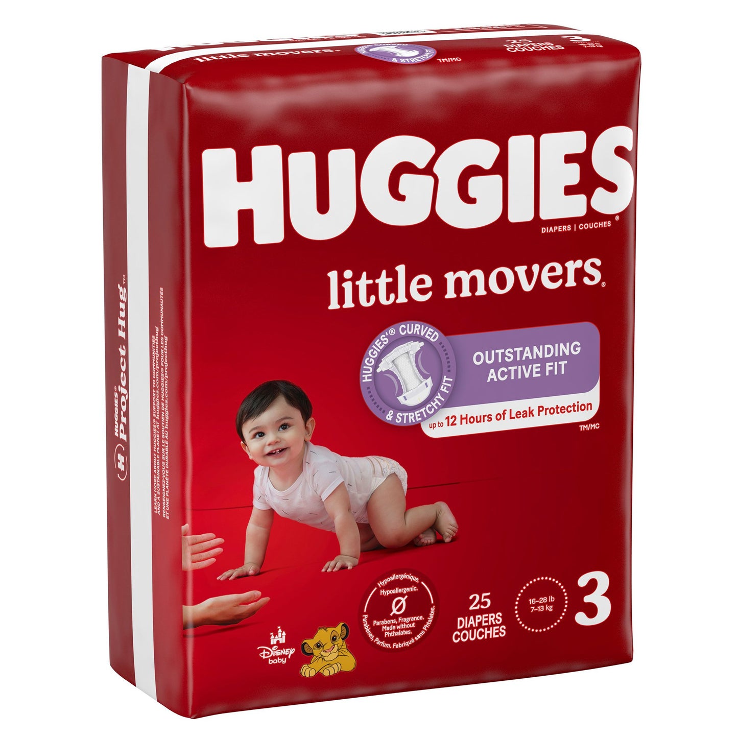 DIAPER, HUGGIES LITTLE MOVERS JUMBO SZ3 (25/PK 4PK/CS)