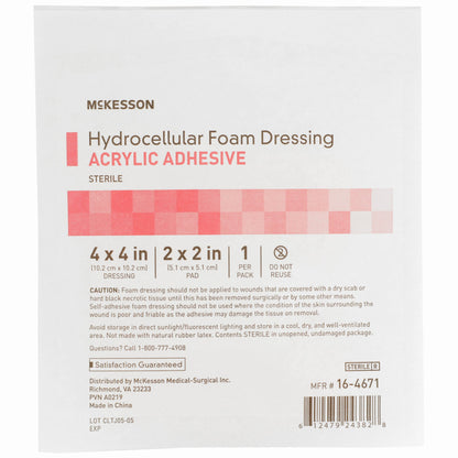DRESSING, HYDROCELLULAR ADH STR FOAM 4"X4" (10EA/BX 10BX/CS)