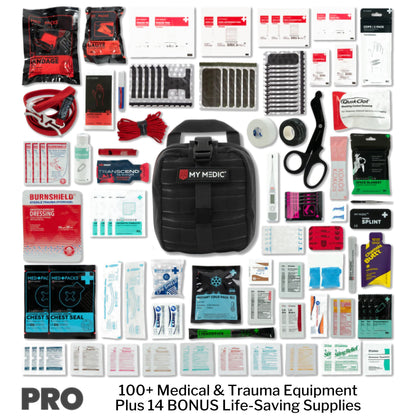 FIRST AID KIT, MYFAK PRO 100PCNYLON BAG BLK 8.7X7.2X6"