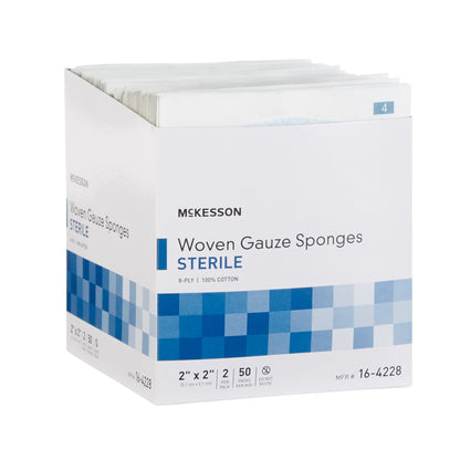 SPONGE, GAUZE 8PLY STR 2"X2" (2/PK 50PK/BX 30BX/CS)