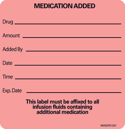 LABEL, MED ADDED DRG RED 2 7/16"X2 1/2" PROFTP