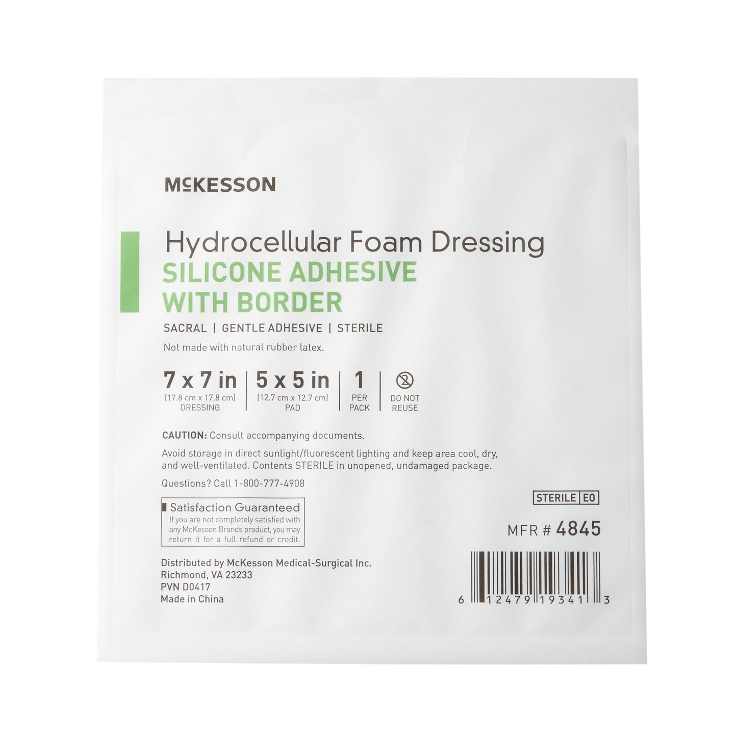 FOAM, ADH SIL W/BORDER SACRAL 7"X7" (10/BX 20BX/CS
