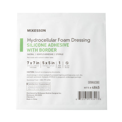 FOAM, ADH SIL W/BORDER SACRAL 7"X7" (10/BX 20BX/CS