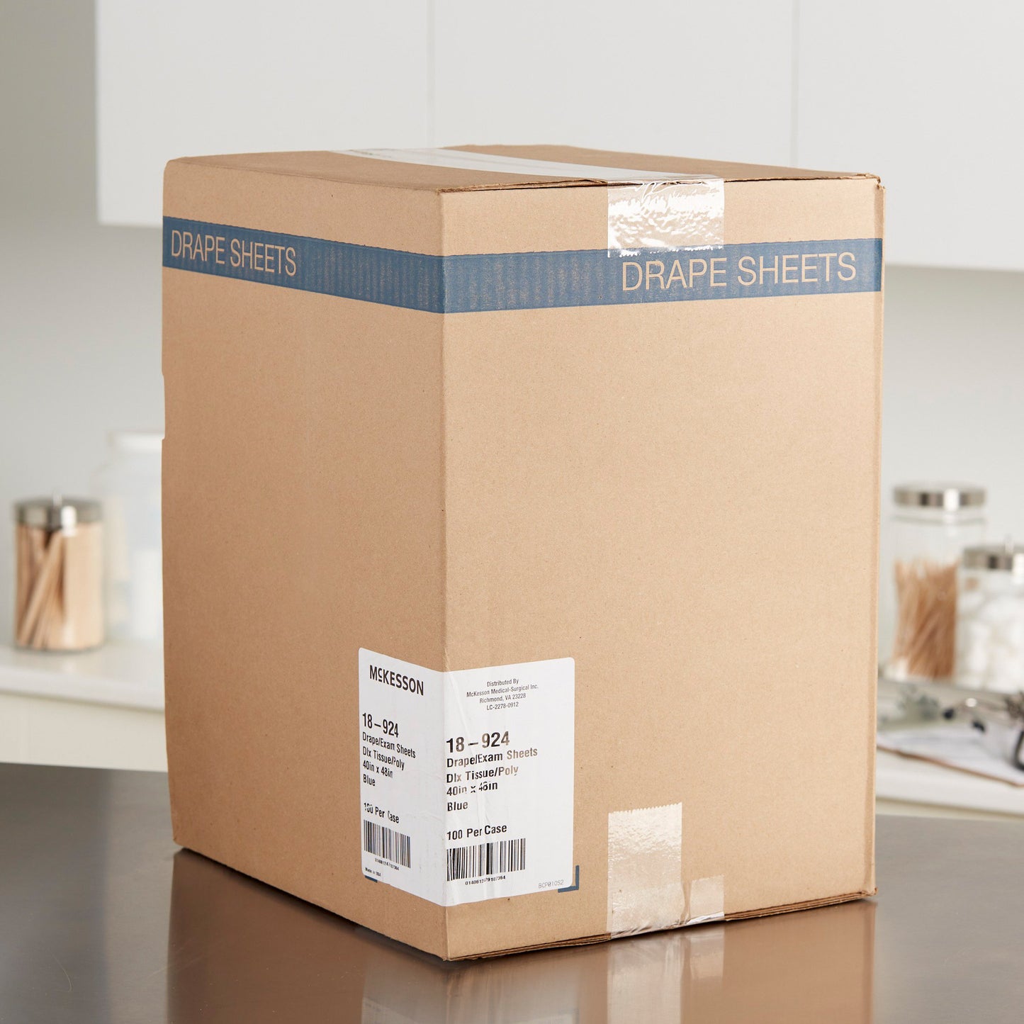 SHEET, DRAPE TISSUE/POLY BLU 40X48 (100/CS)