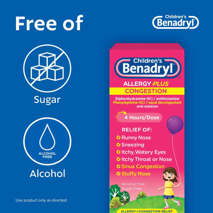 BENADRYL, LIQ CHLD ALLERGY+CONGESTION GRAPE 5-12.5MG/5ML 4OZ