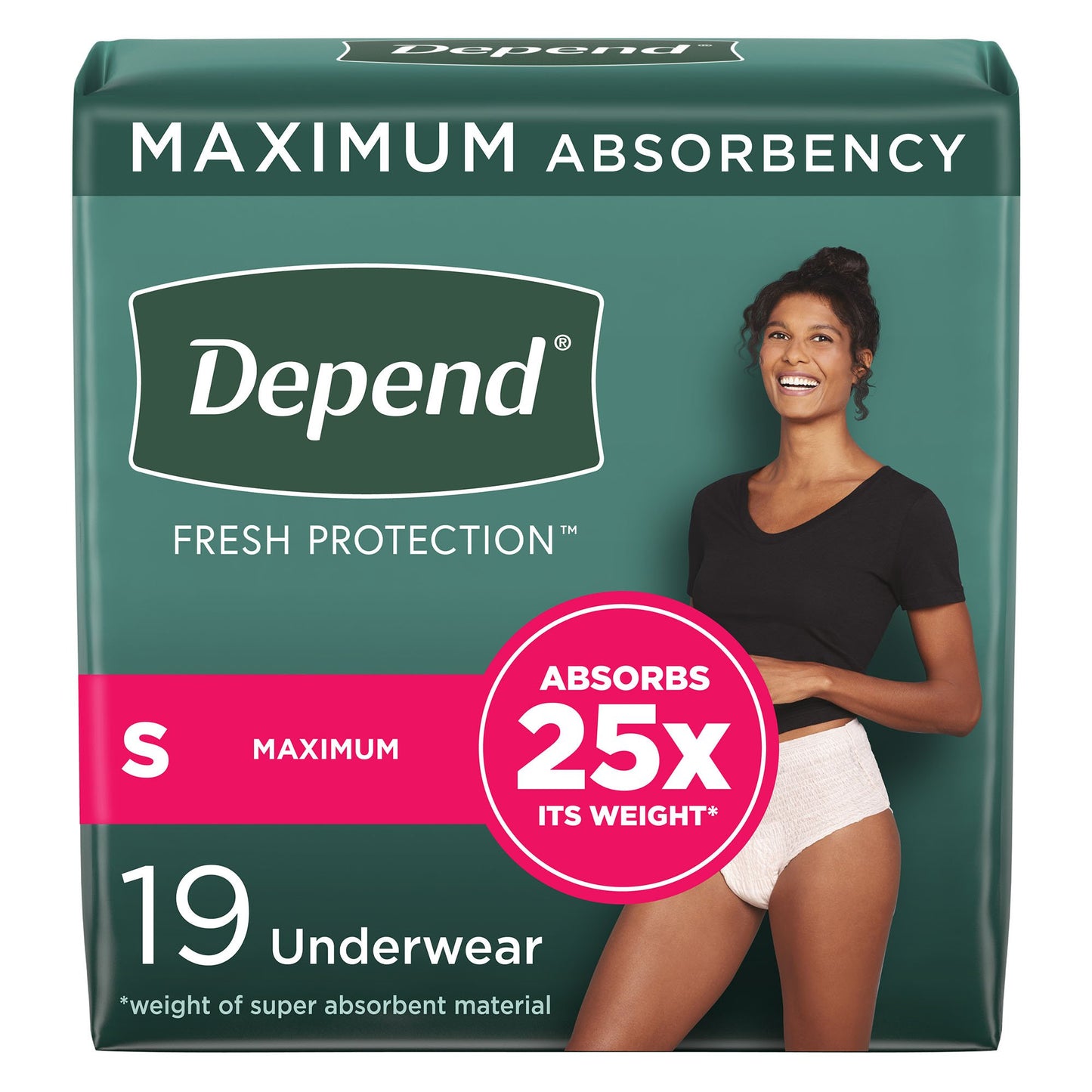 UNDERWEAR, DEPEND MAX ABSRB BLUSH WMN SM (19/PK 2PK/CS)