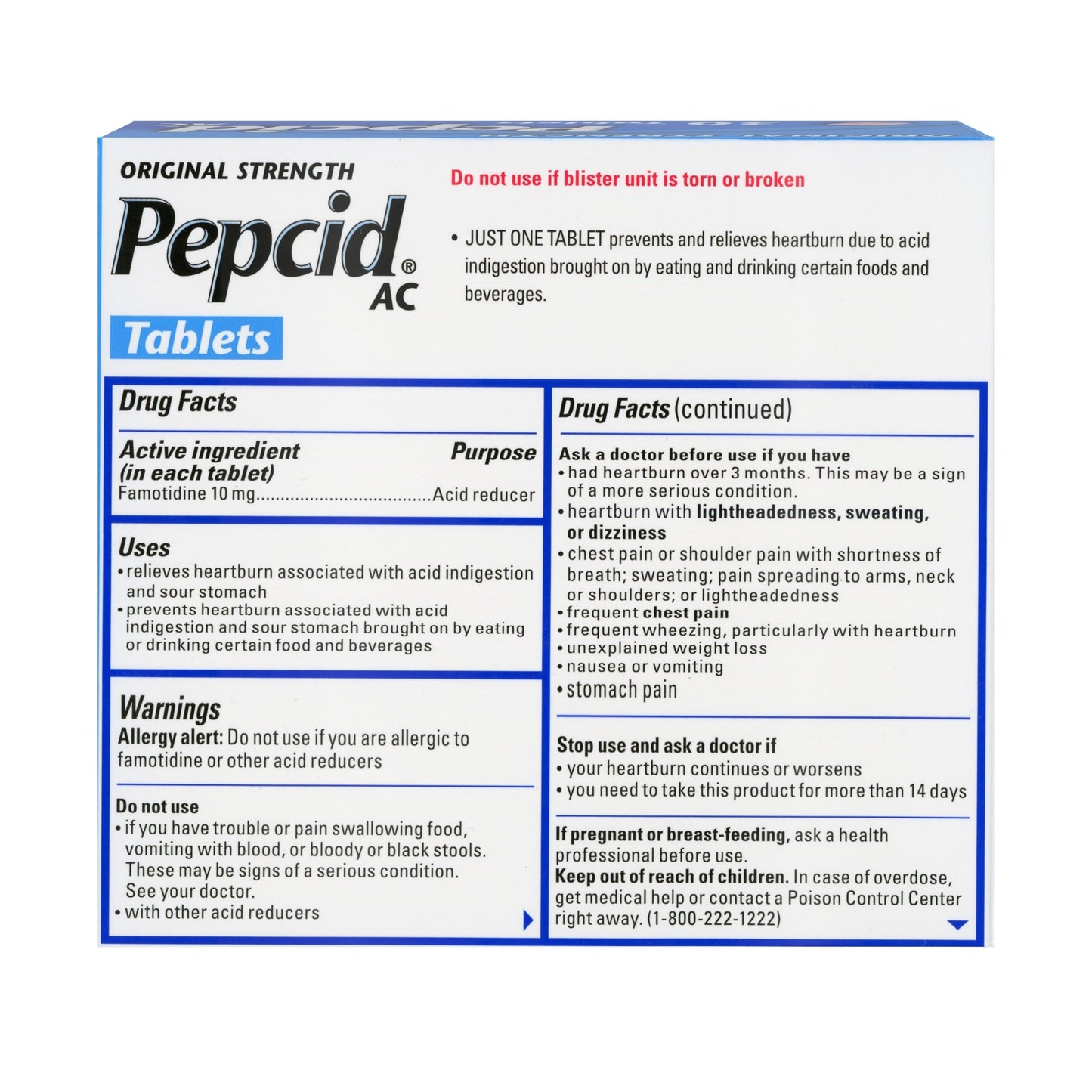 PEPCID AC, TAB REG STRENGTH 30(36BT/CS) J&JOTC