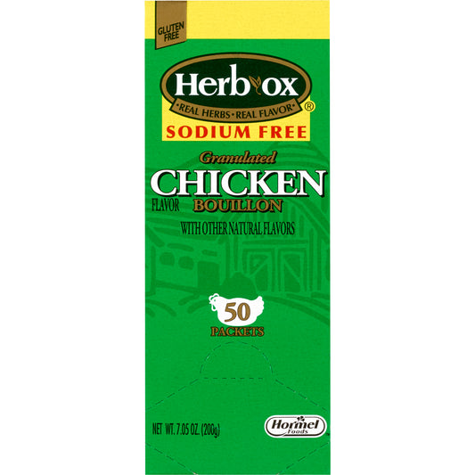 BROTH, CHICKEN BOUILLON SODIUMFREE HERBOX (50/BX 6BX/CS)