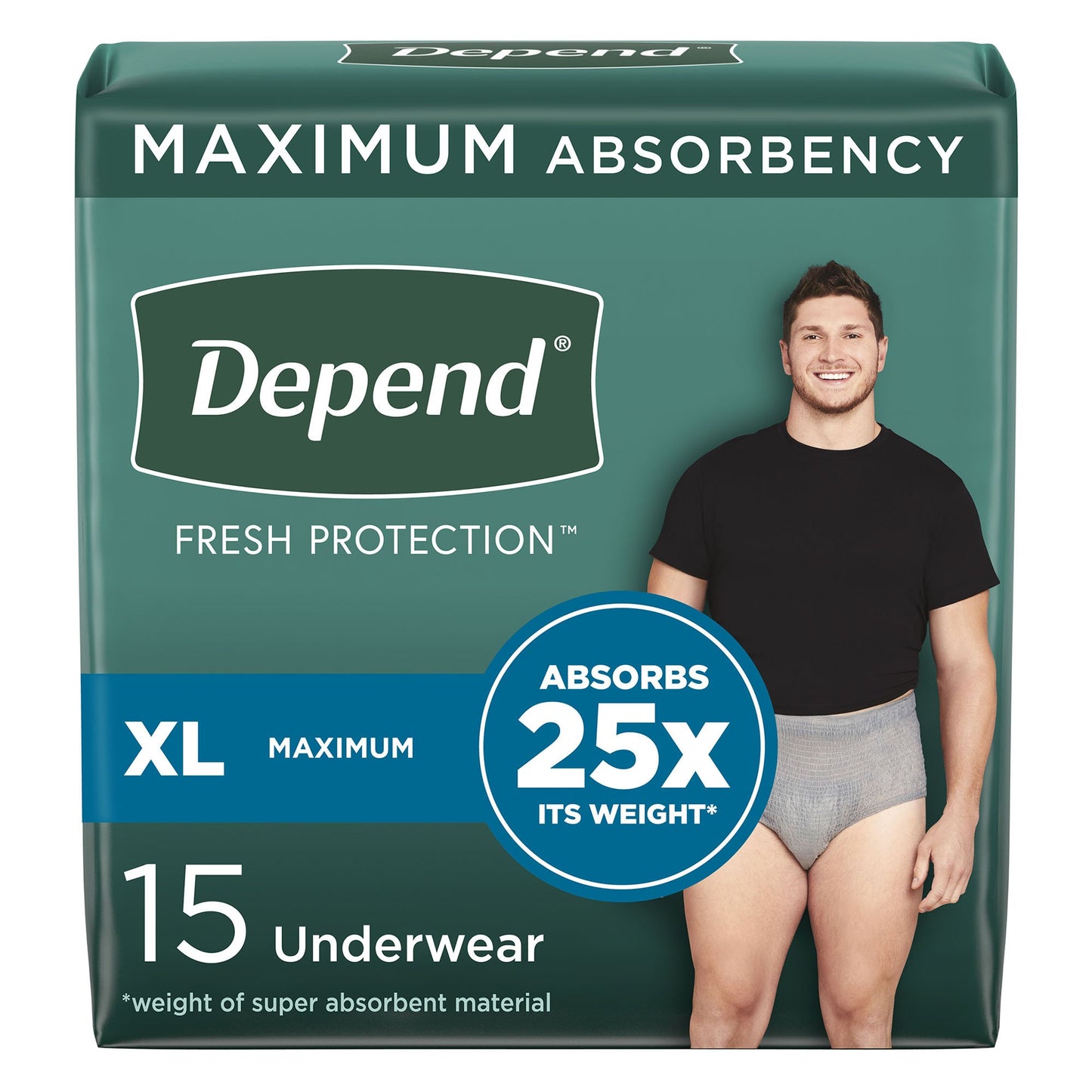 UNDERWEAR, DEPEND MAX ABSRB MEN XLG (15/PK 2PK/CS)