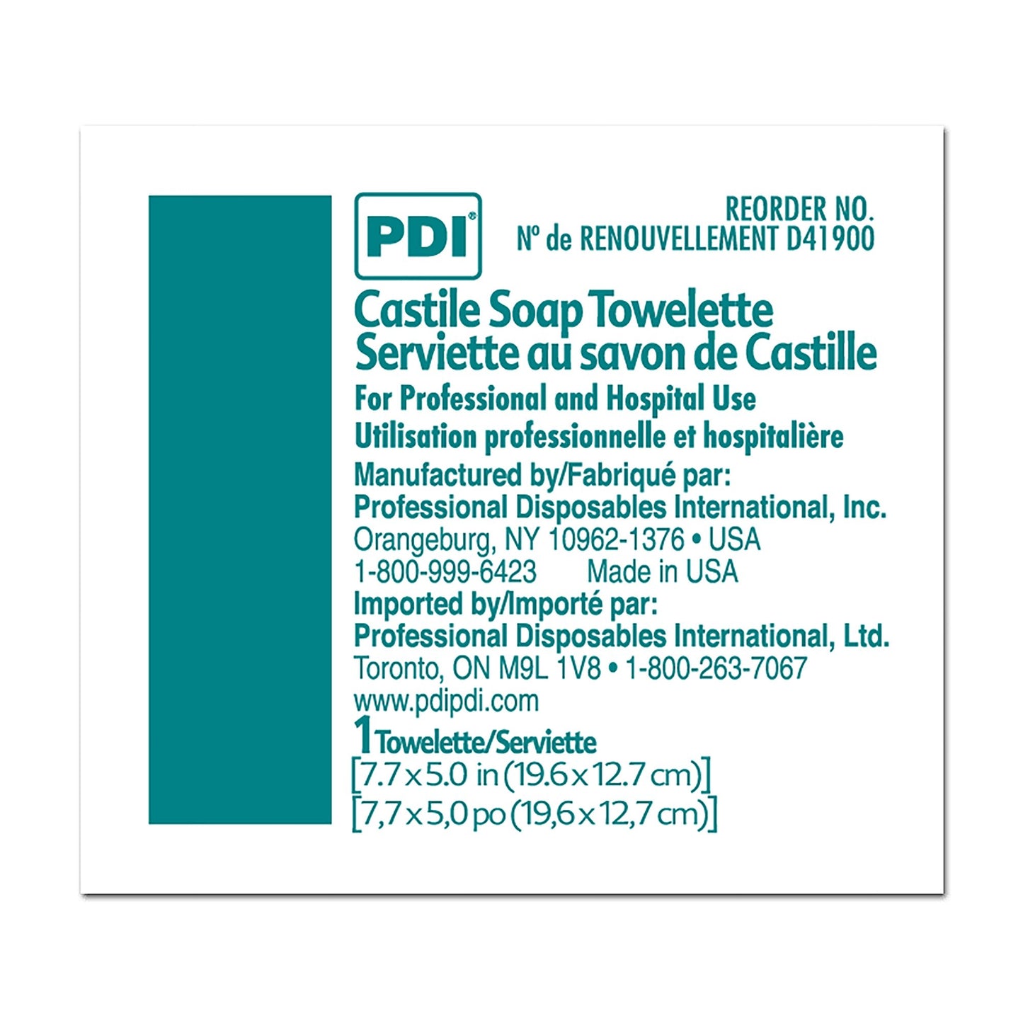 TOWELETTE, CASTILE SOAP (100/BX)