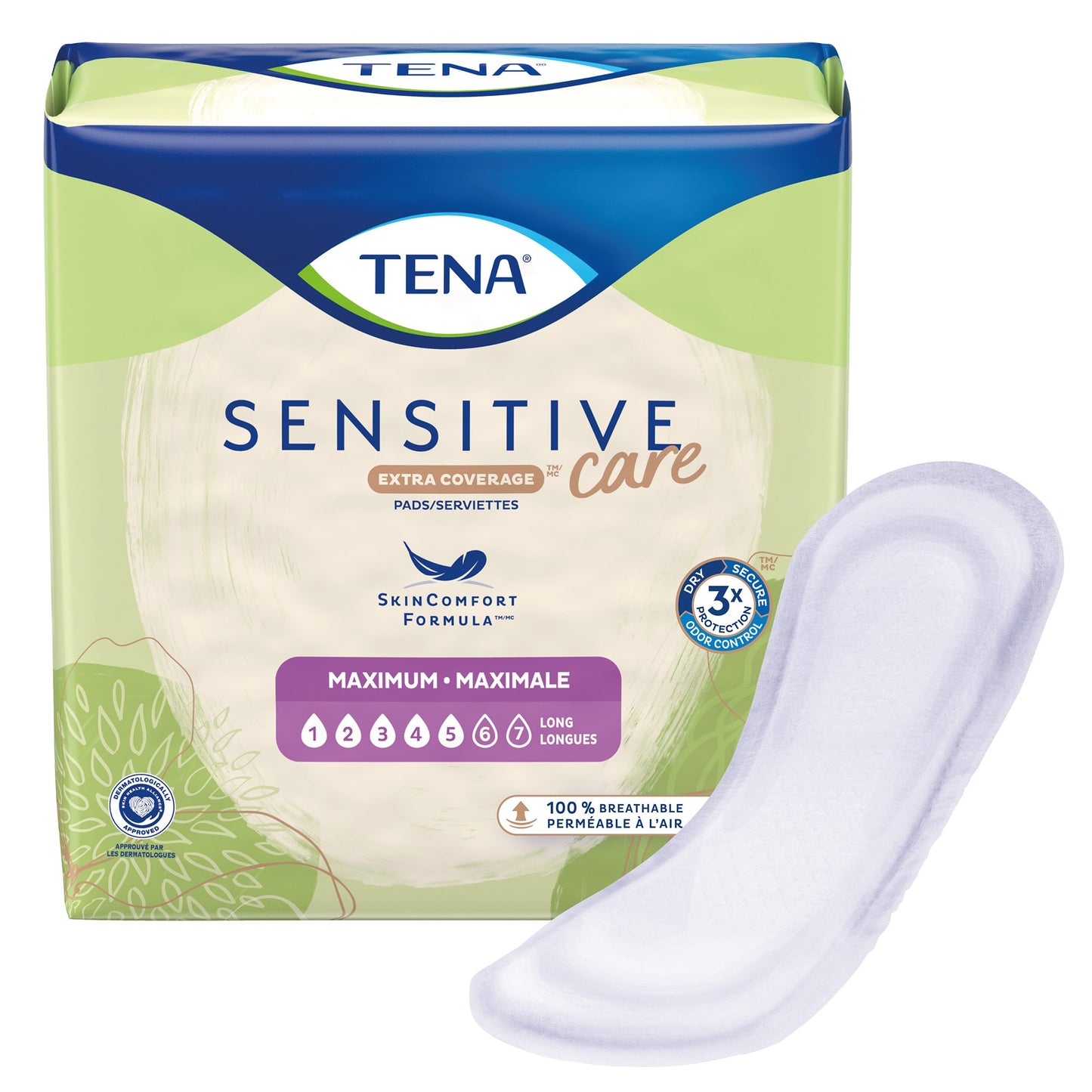 PAD, INCONT TENA SENSITIVE CARE MAXIMUM LONG (12/BG 6BG/CS)