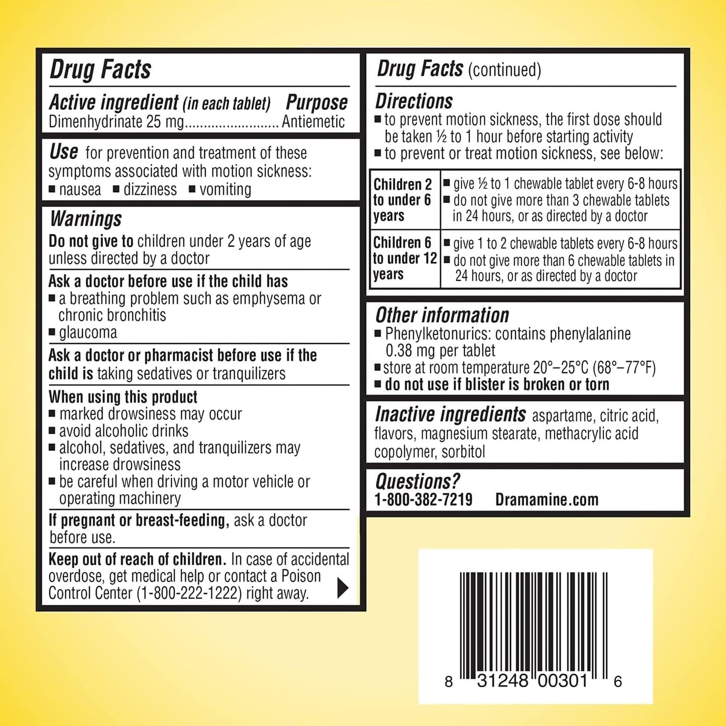 DRAMAMINE, TAB CHEW F/KIDS GRAPE (8/BX)