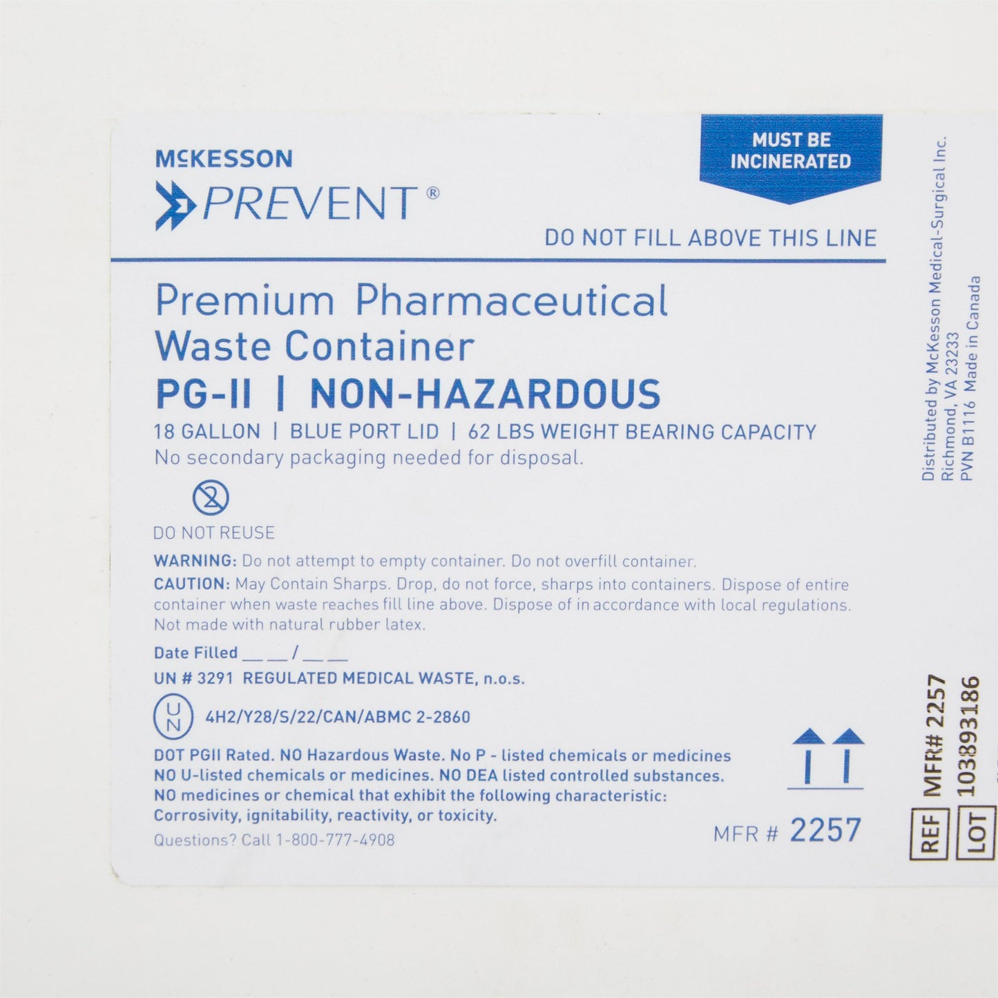 CONTAINER, SHARPS PHARMA WHT/BLU 18GL (7/CS)