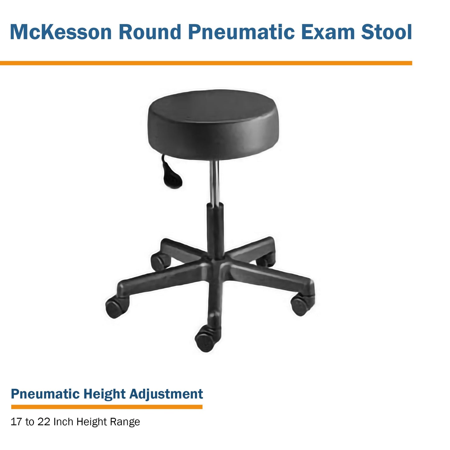STOOL, EXAM PNEU 5LEG BLK