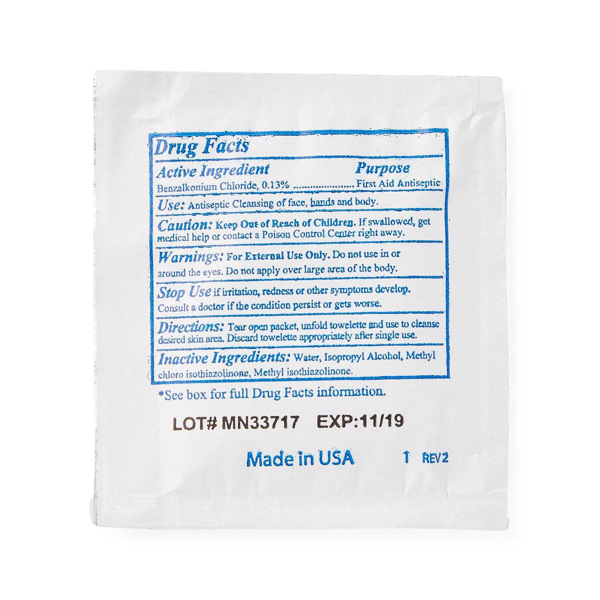 TOWELETTE, ANTISEPTIC CLEANSING WET BZK (100/BX 10BX/CS)