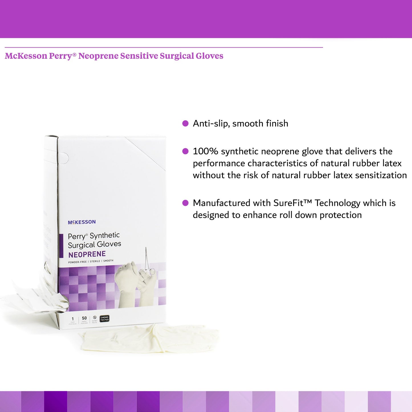 GLOVE, SURG NPRN 7.5 STR2 SMTHCHEMO (50PR/BX 4BX/CS)
