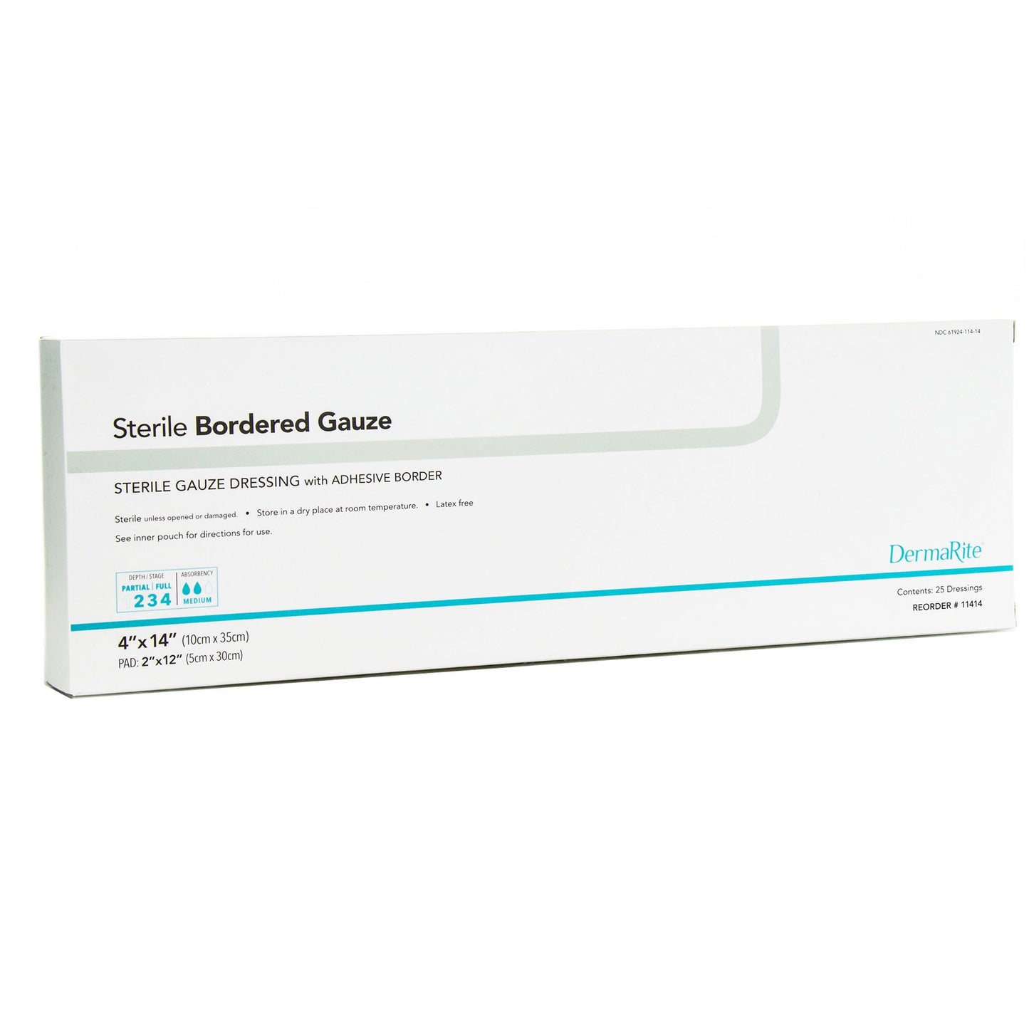 GAUZE, BORDERED STERILE ISLAND4"X14" (25/BX)