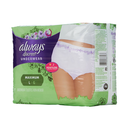 UNDERWEAR, PROTECTIVE ALWAYS DISCREET MAXI LG (17/ 9PG