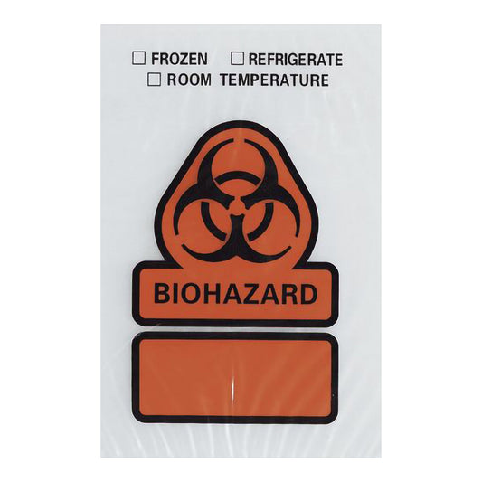 BAG,ZIPLOCK SPCMN BIOHAZ CLR 6X9 (100/PK)