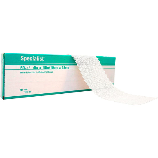 SPLINT, PLASTER CAST SPEC XFAST WHT 4"X15" (50/B