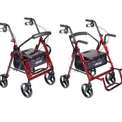 CHAIR, ROLLATOR/TRANSFER BURGUNDY W/8" CASTERS