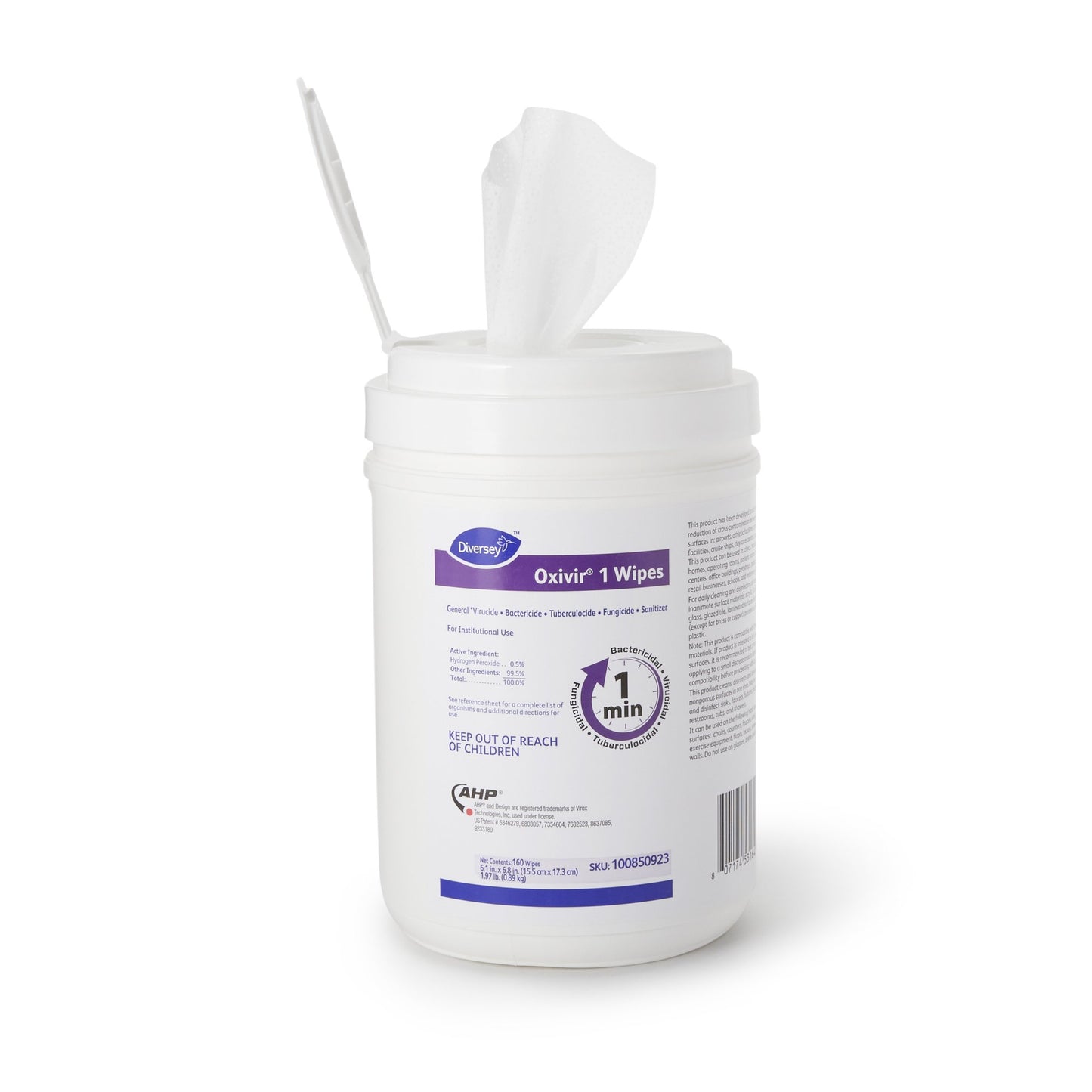 WIPE, WET OXIVIR 1 DISINF 6"X7" (160/CT 12CT/CS)