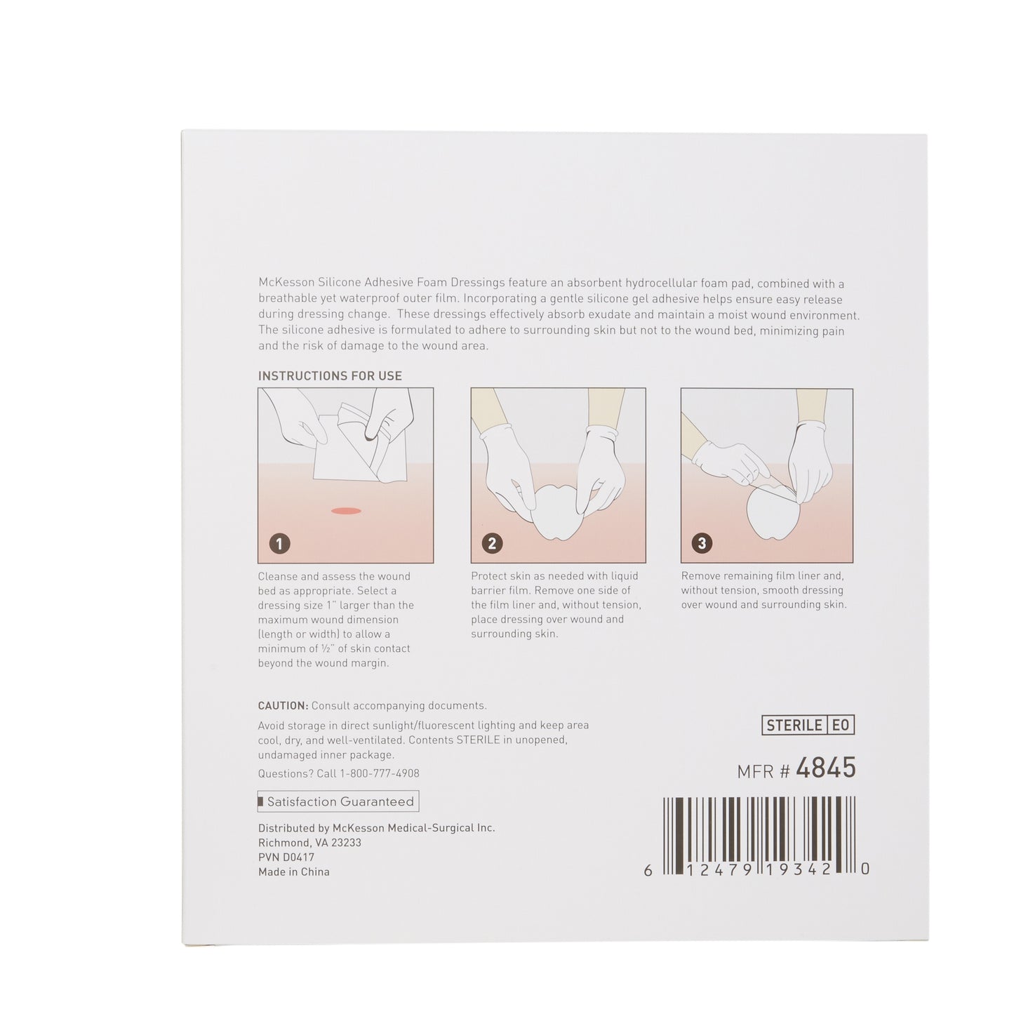 FOAM, ADH SIL W/BORDER SACRAL 7"X7" (10/BX 20BX/CS