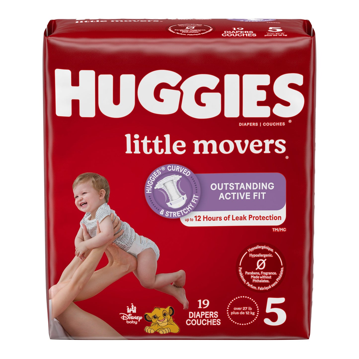 DIAPER, HUGGIES LITTLE MOVERS JUMBO SZ5 (19/PK 4PK/CS)