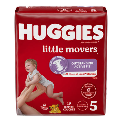 DIAPER, HUGGIES LITTLE MOVERS JUMBO SZ5 (19/PK 4PK/CS)