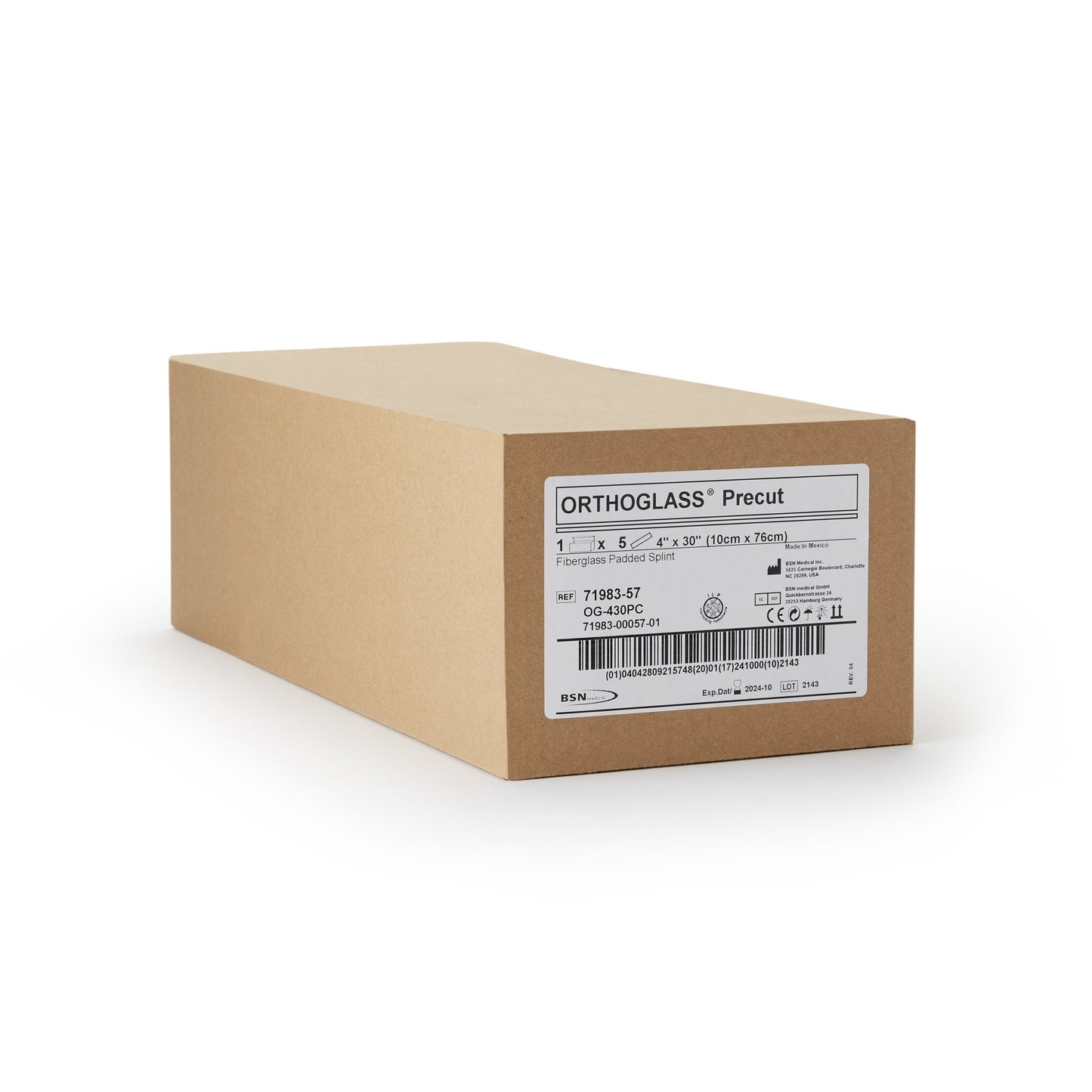 SPLINT, FIBERGLASS ORTHOGLASS PRECUT 4"X30" (5/BX)