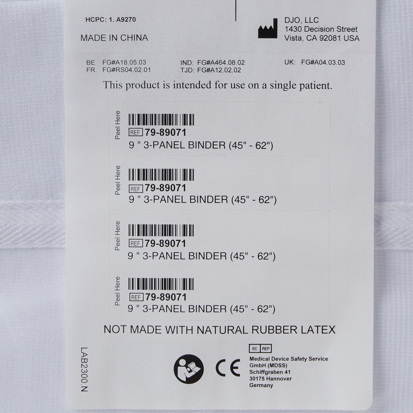 BINDER, 3PANEL 9" 45"-62" UNIV